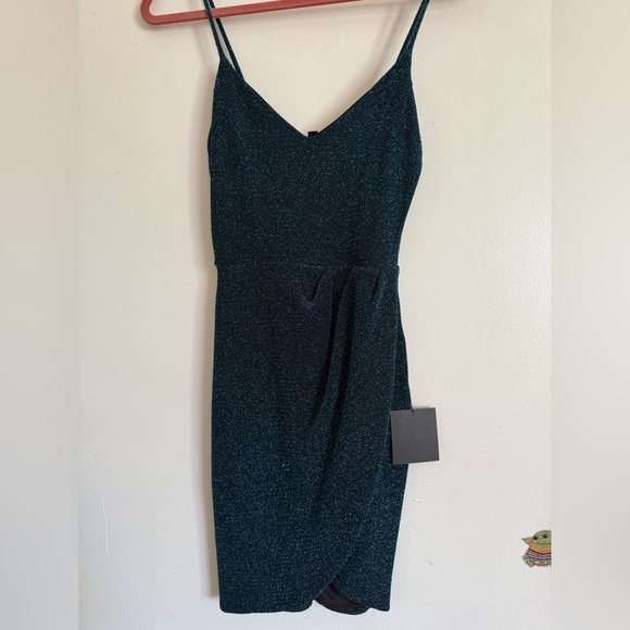 Lulu’s Metallic Teal Bodycon Dress Size XS - Picture 2 of 16